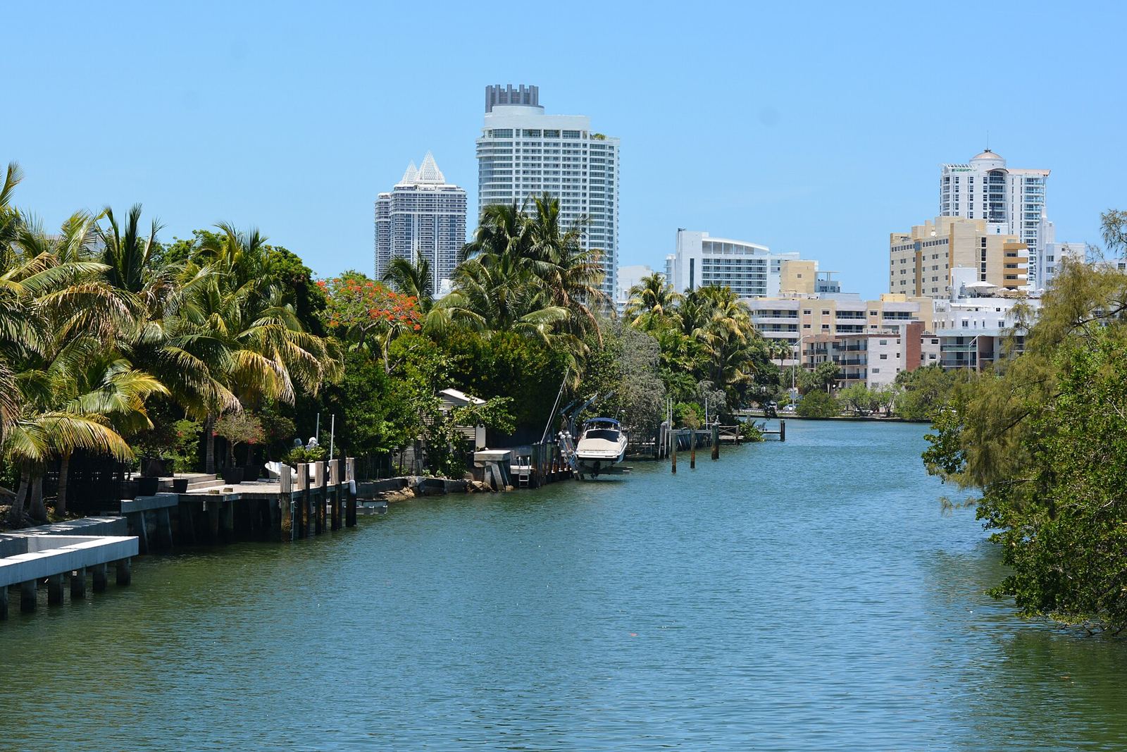 A North Beach waterway lined with mangroves and condo towers