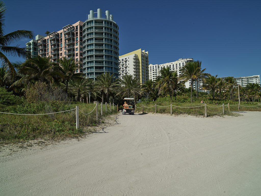 Condominium and hotel towers along the shore in South Beach, Miami Beach