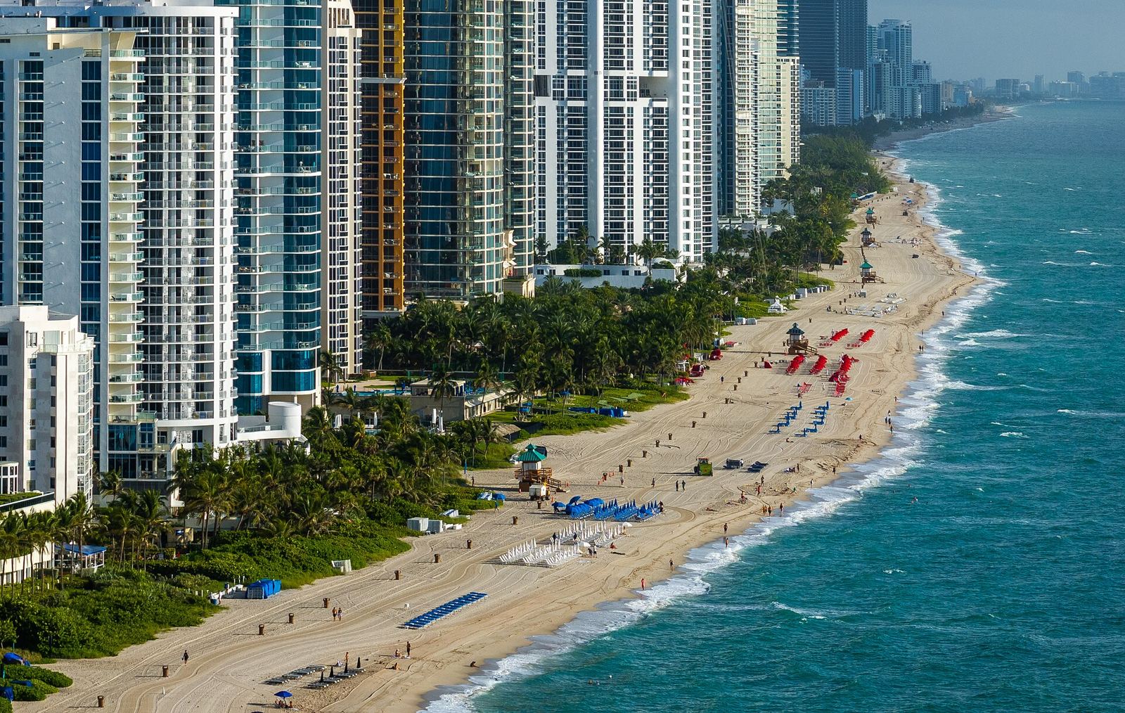 Aerial view of Sunny Isles Beach towers and shoreline