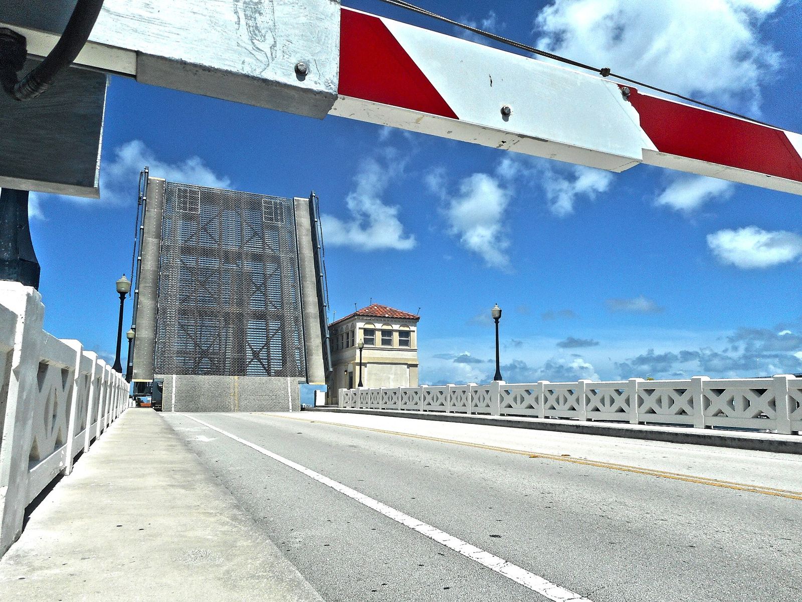 A raised drawbridge on the Venetian Causeway