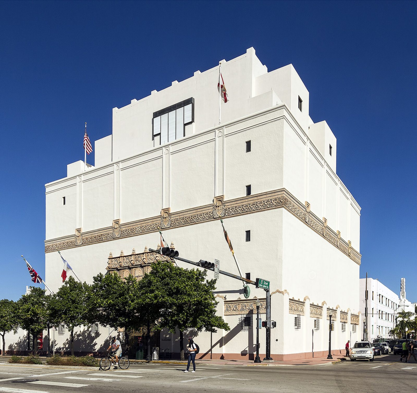 The Mediterranean Revival facade of the Wolfsonian–FIU museum building on Washington Avenue